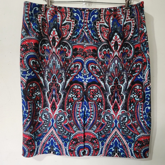 Talbots Blue Large Paisley Print Skirt - Picture 3 of 6